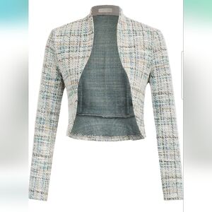 Elegant Tweed Open-Front Blazer